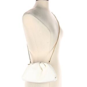 Understated Leather White Leather Clam Shell Clutch / Crossbody
